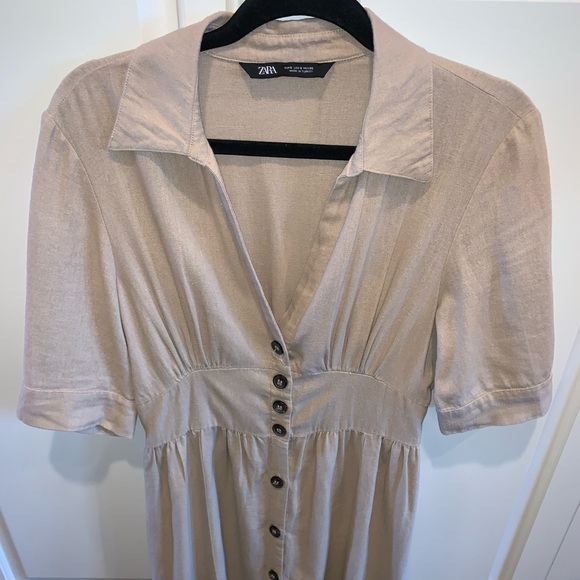 Tan Linen Maxi Dress - Zara - Picture 2 of 9
